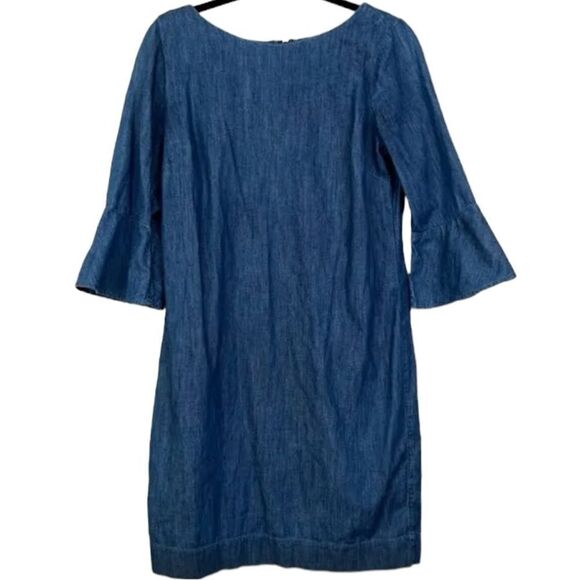 Talbots Dresses & Skirts - Talbots classic Womens Blue Denim Dress  18wP Back Zip Bell Sleeve Shift Cotton